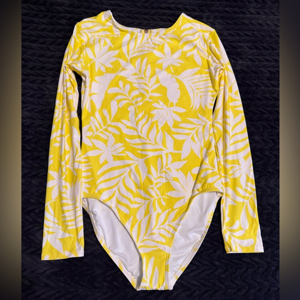 Kate Spade New York long sleeve floral print one piece swimsuit